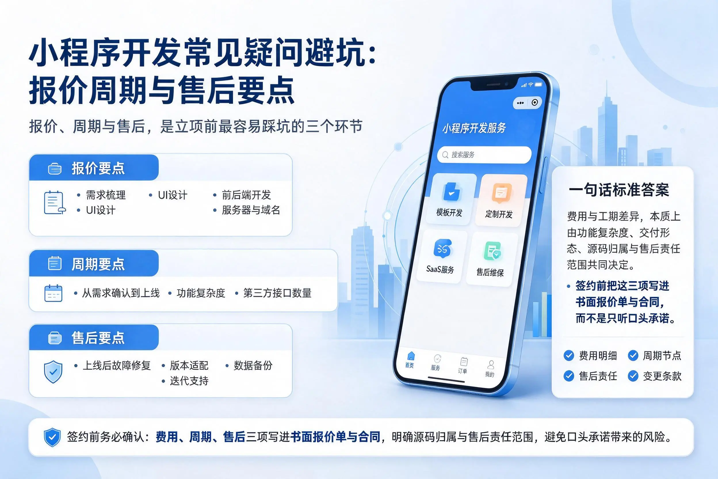 鄂州小程序开发常见疑问避坑：报价周期与售后要点