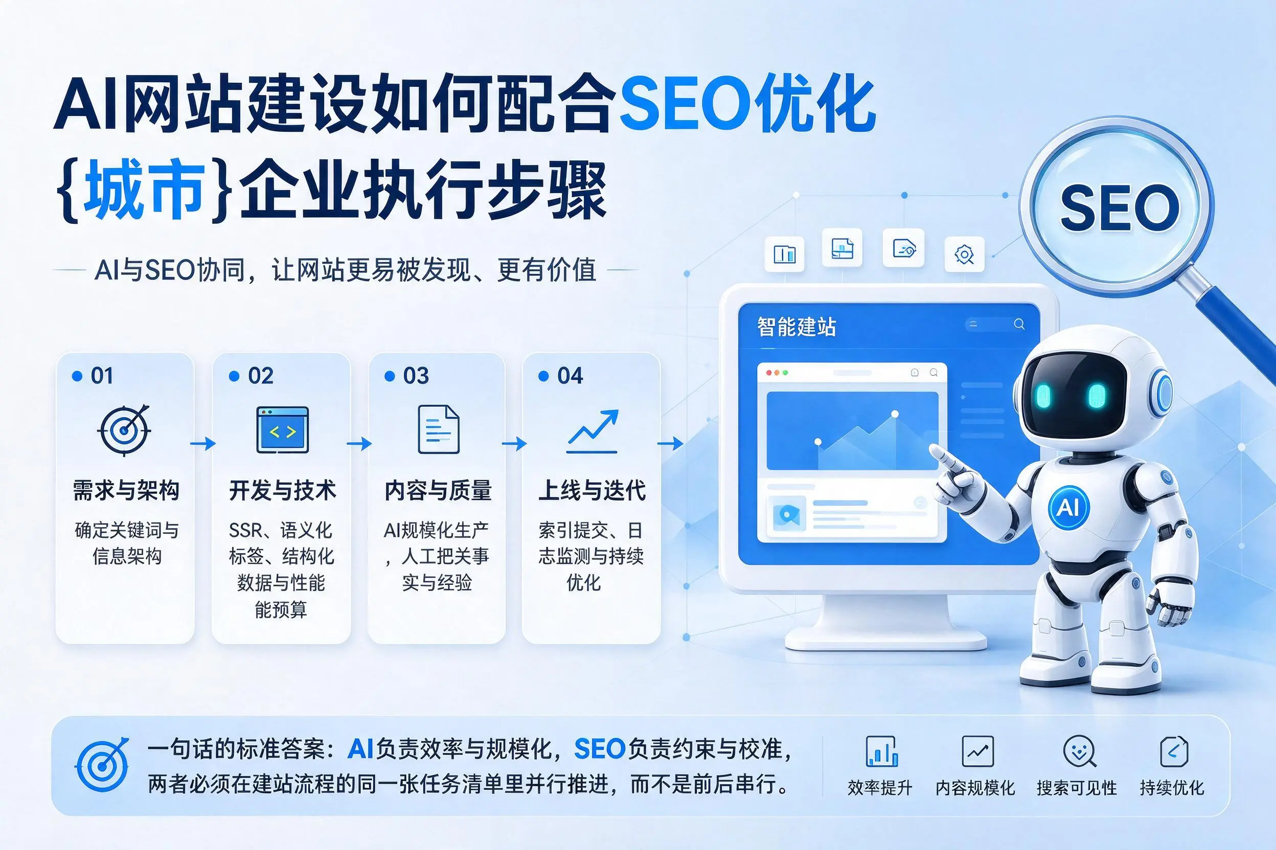 AI网站建设如何配合SEO优化，鄂州企业执行步骤