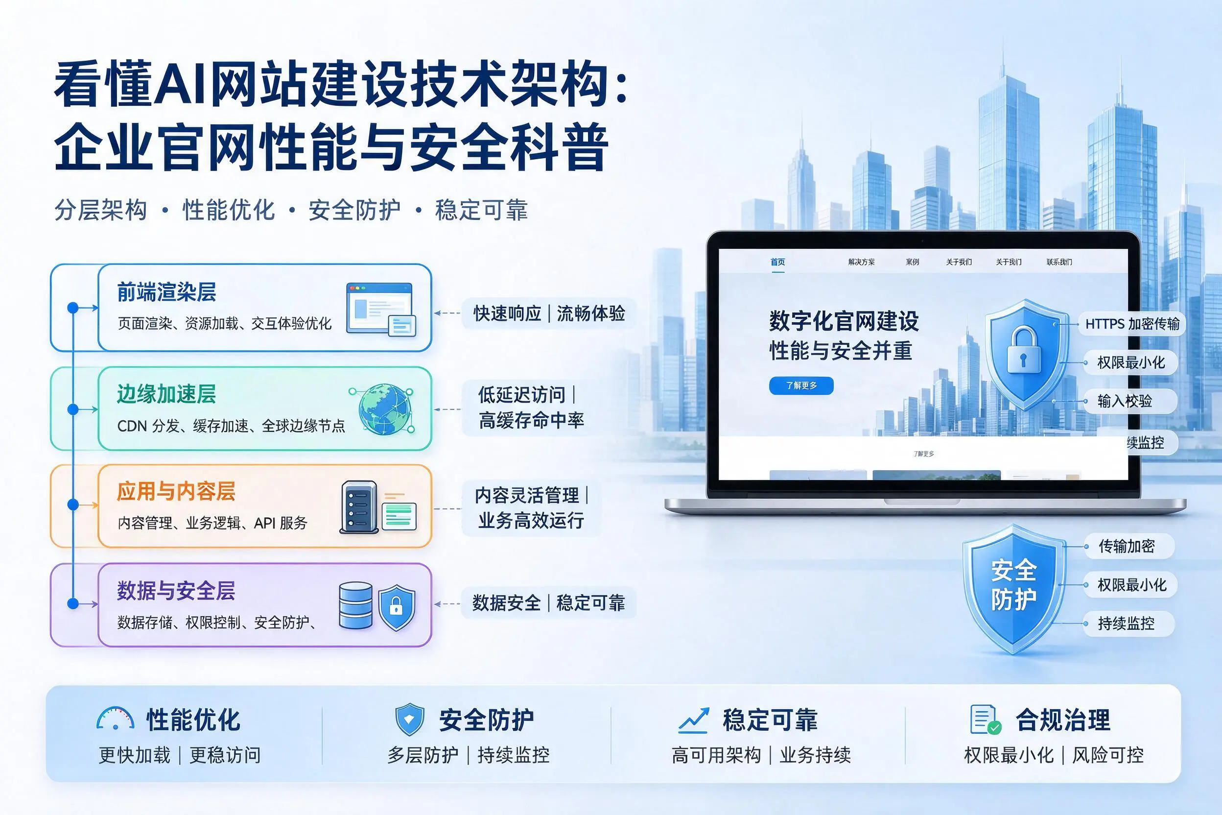 看懂AI网站建设技术架构:鄂州企业官网性能与安全科普