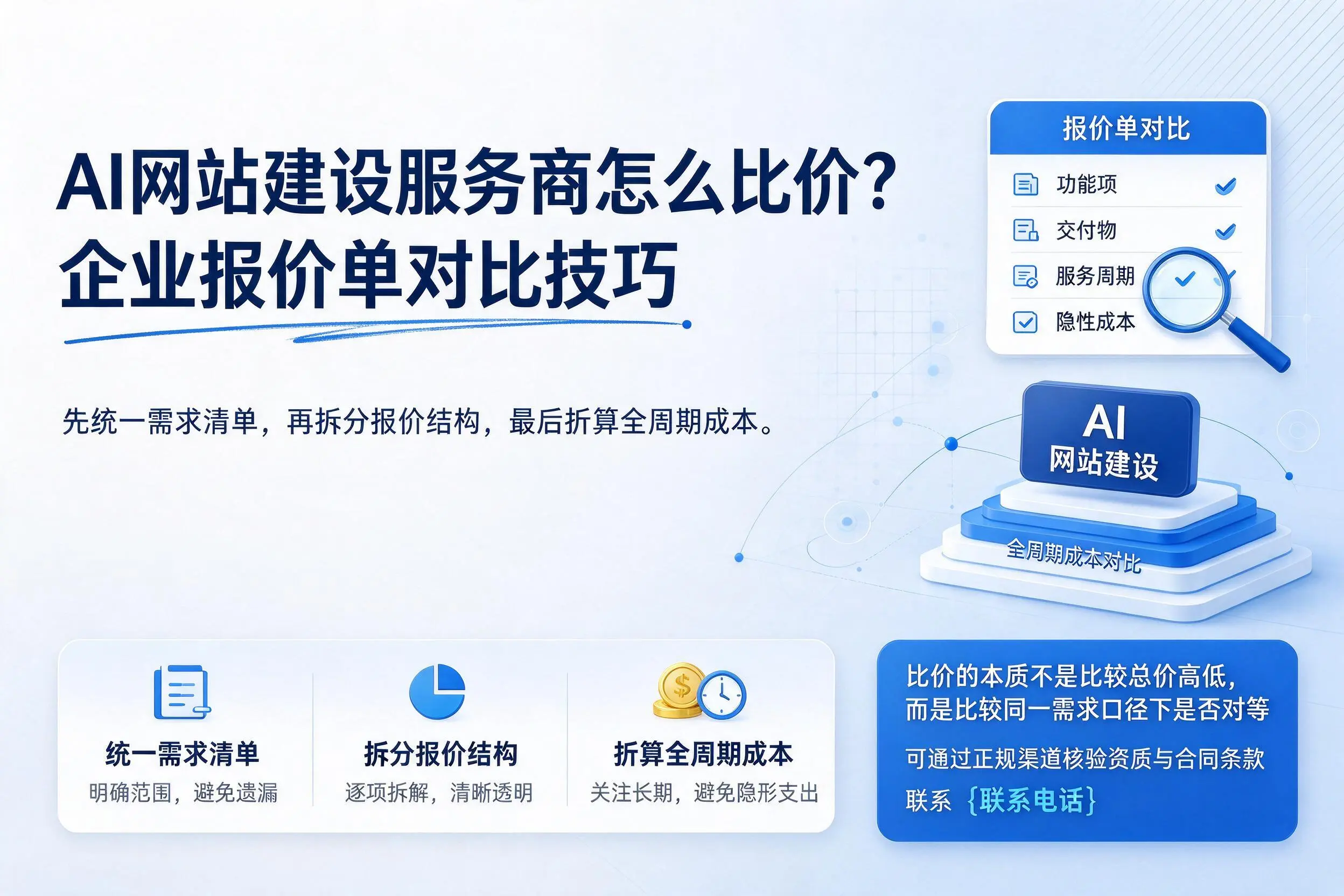 AI网站建设服务商怎么比价?鄂州企业报价单对比技巧