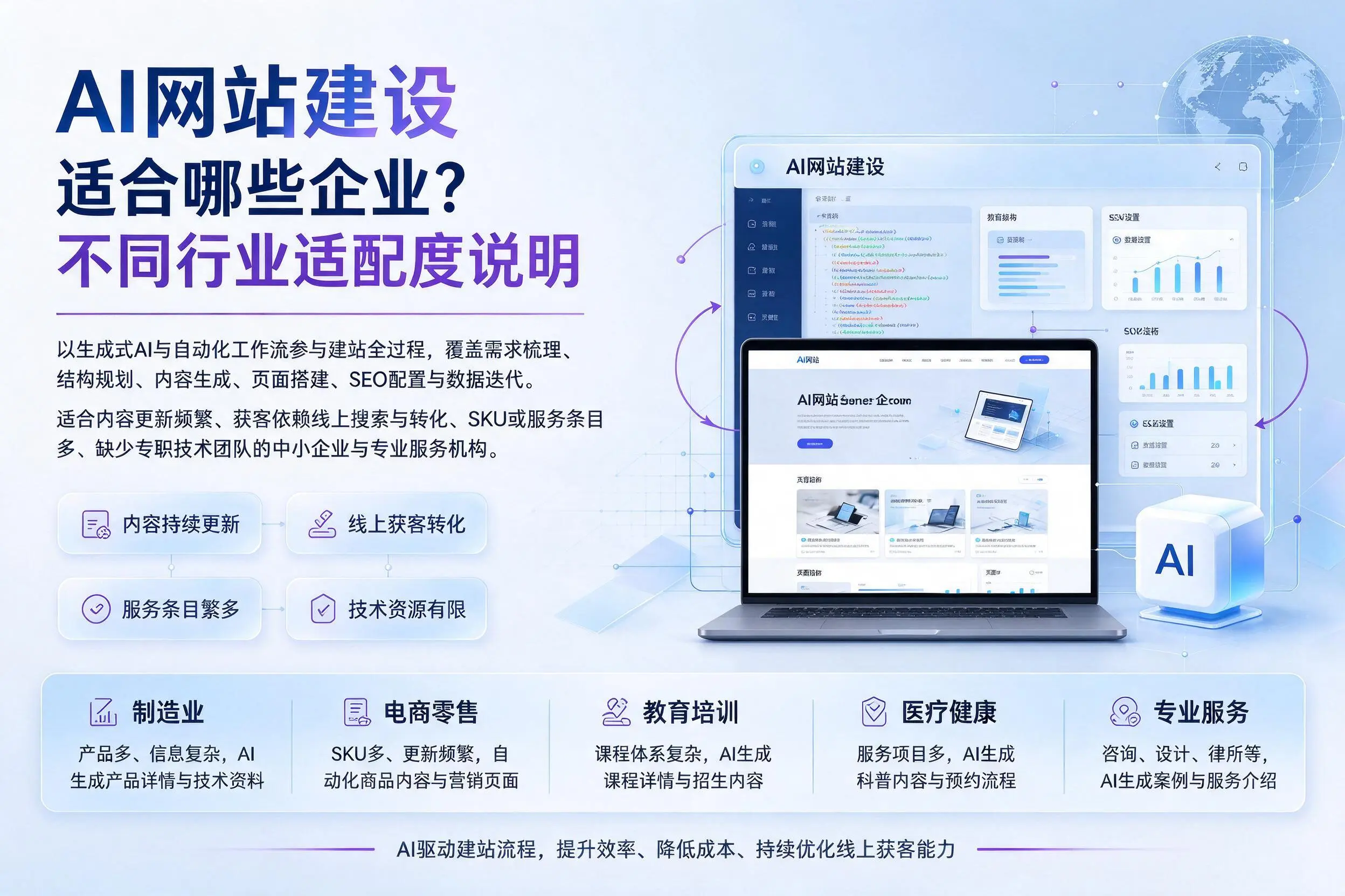 AI网站建设适合哪些企业？鄂州不同行业适配度说明